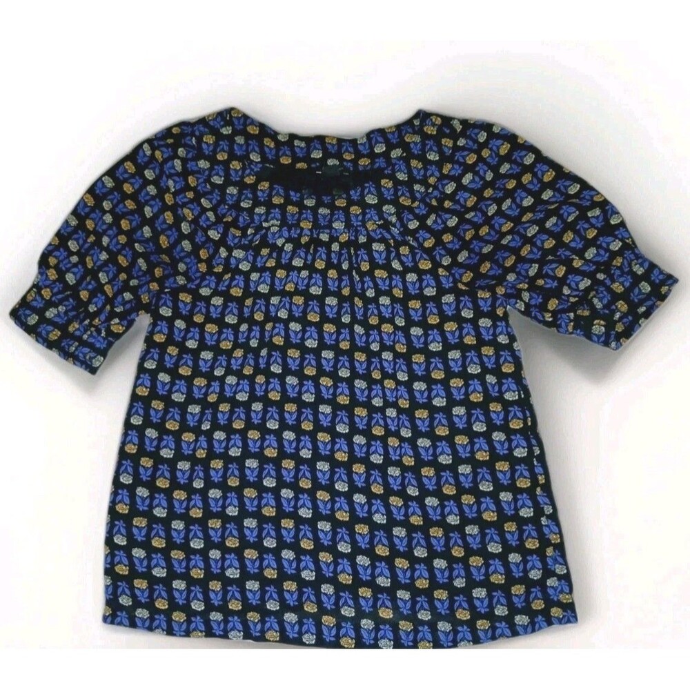 Ann Taylor Blue Floral Print Blouse Small/ Petite Boho Vacation Resort Cruise